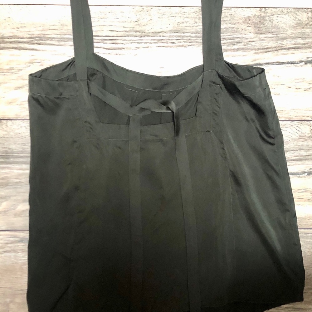 DKNY deep hunter green satin straps blouse, size 8